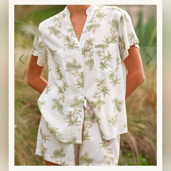 Piyama Maggie Pajama Set Vintage Palm Tree Olive Size Small - Picture 12 of 12
